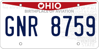 OH license plate GNR8759