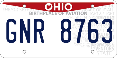 OH license plate GNR8763