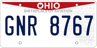 OH license plate GNR8767