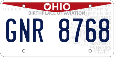 OH license plate GNR8768