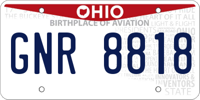 OH license plate GNR8818