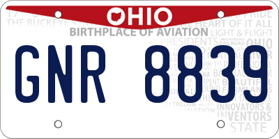OH license plate GNR8839
