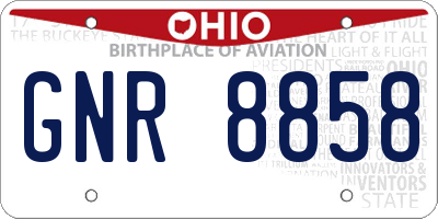 OH license plate GNR8858