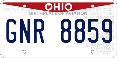 OH license plate GNR8859