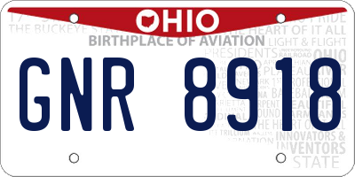 OH license plate GNR8918