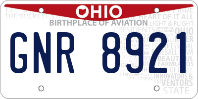 OH license plate GNR8921