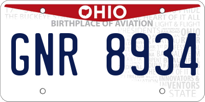 OH license plate GNR8934