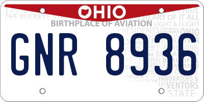 OH license plate GNR8936