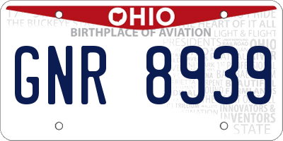 OH license plate GNR8939