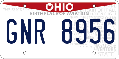 OH license plate GNR8956