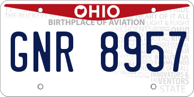OH license plate GNR8957