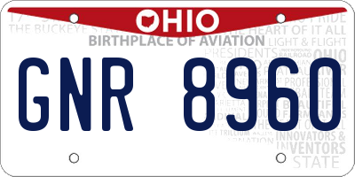 OH license plate GNR8960