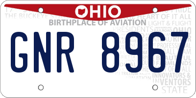 OH license plate GNR8967