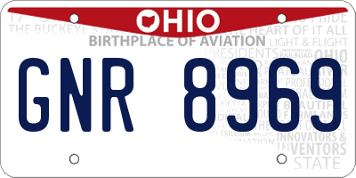 OH license plate GNR8969