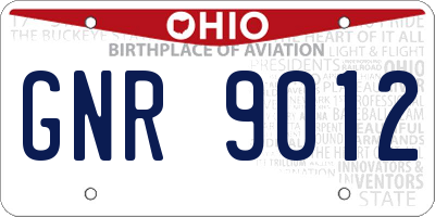 OH license plate GNR9012
