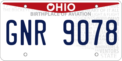 OH license plate GNR9078