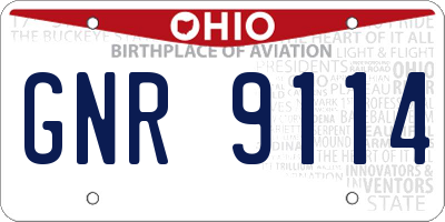OH license plate GNR9114