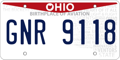 OH license plate GNR9118