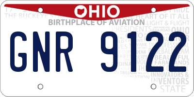 OH license plate GNR9122
