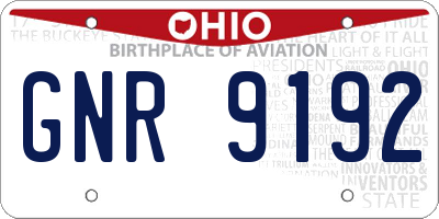 OH license plate GNR9192