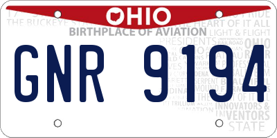 OH license plate GNR9194
