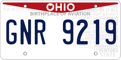 OH license plate GNR9219