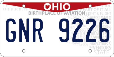 OH license plate GNR9226