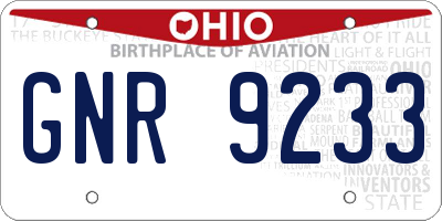 OH license plate GNR9233