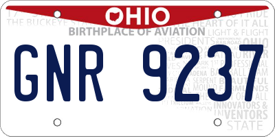 OH license plate GNR9237