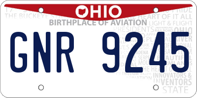 OH license plate GNR9245