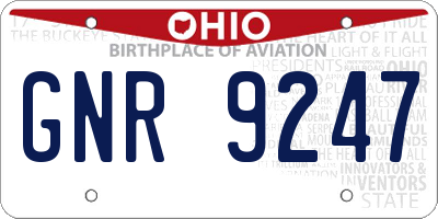 OH license plate GNR9247