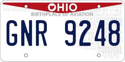 OH license plate GNR9248