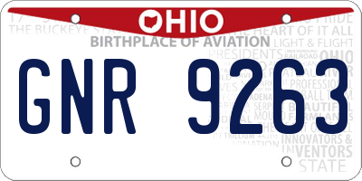 OH license plate GNR9263