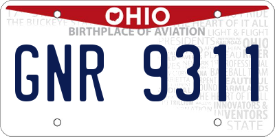 OH license plate GNR9311