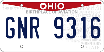 OH license plate GNR9316