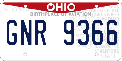 OH license plate GNR9366
