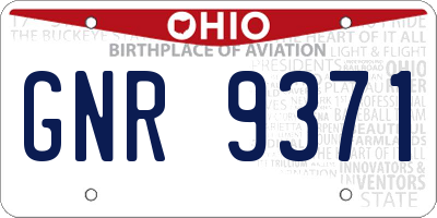 OH license plate GNR9371