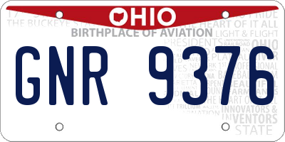 OH license plate GNR9376