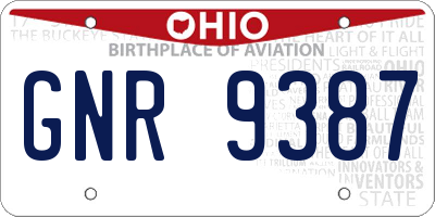 OH license plate GNR9387