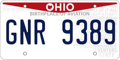 OH license plate GNR9389