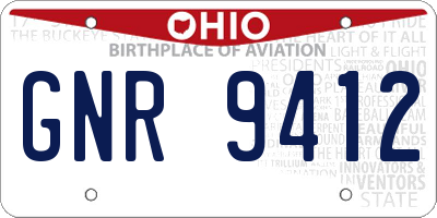OH license plate GNR9412