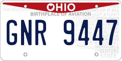 OH license plate GNR9447
