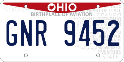 OH license plate GNR9452