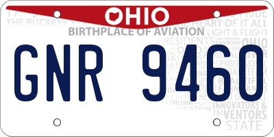 OH license plate GNR9460