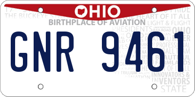 OH license plate GNR9461