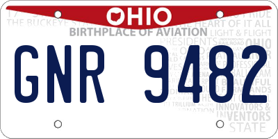 OH license plate GNR9482