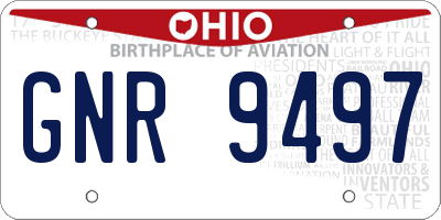 OH license plate GNR9497