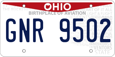 OH license plate GNR9502