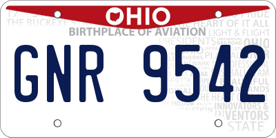 OH license plate GNR9542