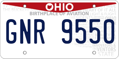 OH license plate GNR9550